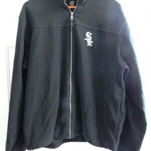 Mens Antigua White Sox Black Full Zipper Fleece Size L